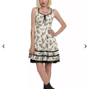 Hot Topic Floral Insect Printed Dress with Feminine Lace Details.